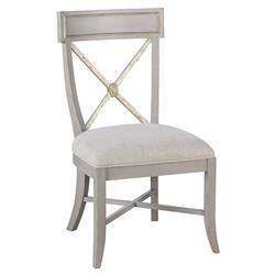 Century Madeline French Light Grey Wood Gold Leaf Dining Side Chair
