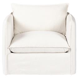 Andrew Modern Off White Upholstered Linen Outdoor Swivel Arm Chair