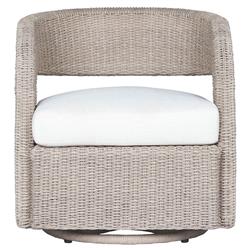 Alexander Coastal Off White Upholstered Beige Wicker Outdoor Swivel Arm Chair