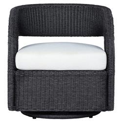 Alexander Coastal Off White Upholstered Black Wicker Outdoor Swivel Arm Chair
