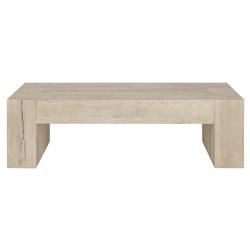 Brissy Rustic Lodge Cream Oak Wood Rectangular Coffee Table