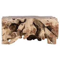 Prescy Coastal Beach Natural Teak Root Square Coffee Table