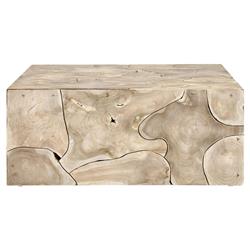 Valerie Coastal Beach Bleached Teak Square Block Coffee Table