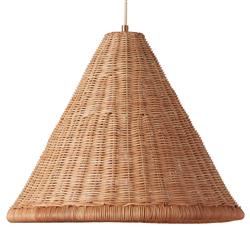Camille Coastal Beach Natural Rattan Tall Pendant
