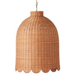 Marley Coastal Beach Natural Rattan Scallop Bell Pendant