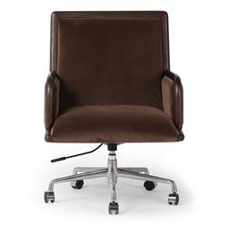 Sullivan Rustic Brown Velvet Upholstered Aluminum Adjustable Swivel Office Chair