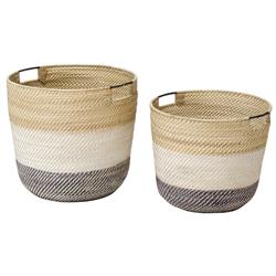 Palecek Bixby Coastal Beach Rattan Nautical Baskets - Set of 2|