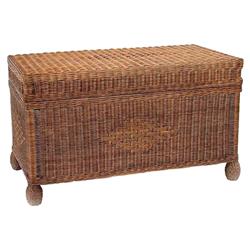 Holland Coastal Beach Natural Handwoven Rattan Cottage Trunk