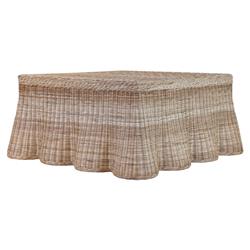 Terese Coastal Beach Natural Handwoven Rattan Square Coffee Table