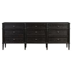 Tacorey Rustic Lodge Black Solid Oak Wood 9 Drawer Dresser