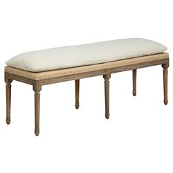 Ensley French Country Beige Performance Wood Bench