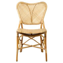 Isla Coastal Beach Natural Cane Rattan Woven Dining Side Chair