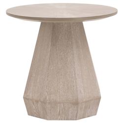 Courtney Modern Classic Natural Grey Wood Round Pedestal Side End Table