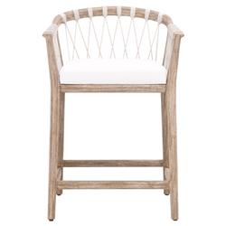 Finn Coastal Beach Natural Grey Wood Pearl Performance Seat Counter Stool