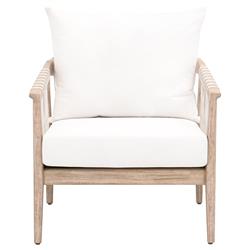 Finn Coastal Beach Natural Grey Wood Pearl White Performance Occasional Chair