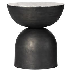 Malia Industrial Loft River Grey Marble Top Aluminum Round End Table