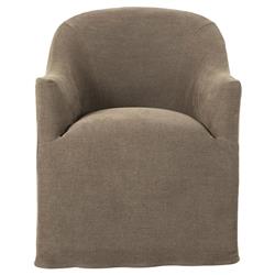 Desiree Modern French Coffee Brown Slipcover Dining Arm Chair