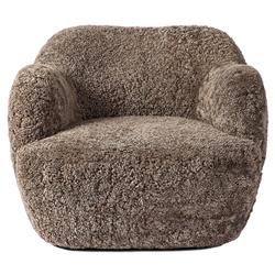 Justine Modern Classic Taupe Shearling Swivel Barrel Chair