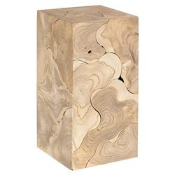 Zaria Coastal Beach Bleached Teak Slice Square Plinth Pedestal - 24"|