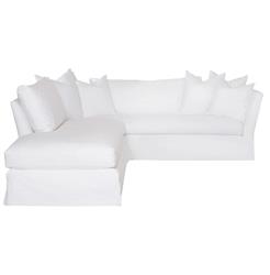 Cisco Home Seda Coastal Denim White Slipcovered Sectional Sofa - Left Arm Facing