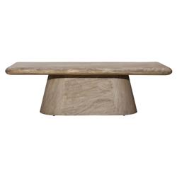 Mara Coastal Beach Natural Brown Acacia Wood Rectangular Coffee Table|