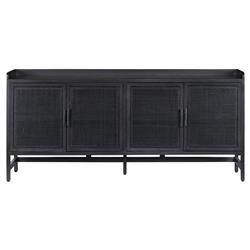 Corazon Global Bazaar Woven Black Cane Black Wash Mango Wood Sideboard