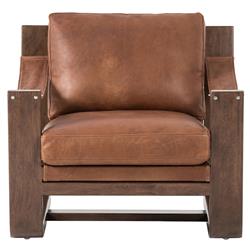 Myrtle Rustic Lodge Modern Brown Upholstered Leather Sling Occasional Arm Chair