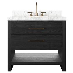 Allissa Modern Classic Carrara Marble Black Oak Vanity Sink - 36&quot;