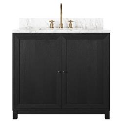 Cynthia Modern Classic Carrara Marble Black Oak Vanity Sink - 36&quot;