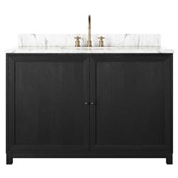 Cynthia Modern Classic Carrara Marble Black Oak Wide Vanity Sink - 48&quot;