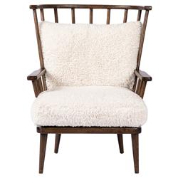 Elion Modern Classic Cream Faux Shearling Windsor Arm Chair