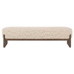 Leith Modern Classic Cream Upholstered Brown Wood Bedroom Bench
