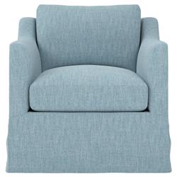 Madeline Eggshell Blue Performance Slipcovered Swivel Chair