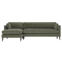 Madeline Sage Green Velvet Chaise Sectional - Left Chaise - 113"