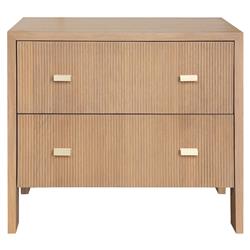Worlds Away Andre Modern Classic Natural Oak Wood Nightstand Wide