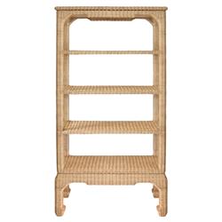 Worlds Away Cavalier Coastal Beach Natural Woven Rattan Etagere