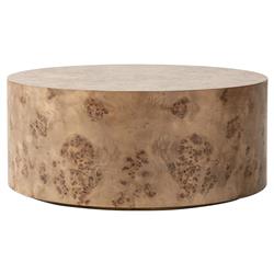 Syra Modern Classic Burl Drum Coffee Table