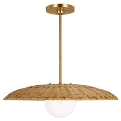 Visual Comfort Studio Mari Coastal Burnished Brass Rattan Shade Pendant - Large