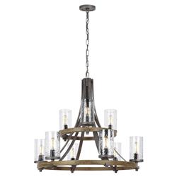 Visual Comfort Studio Angelo Rustic Distressed Weathered Oak 2 Tier Chandelier