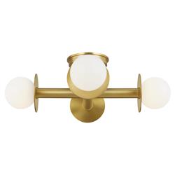 Visual Comfort Studio Nodes Mid Century Burnished Brass Semi Flush Mount