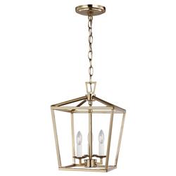 Visual Comfort Studio Dianna Satin Brass 3 Light Lantern Pendant - Mini