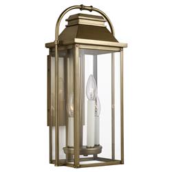 Visual Comfort Studio Wellsworth Painted Distressed Brass Lantern Sconce - Small