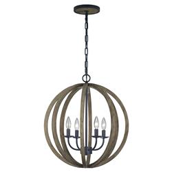 Visual Comfort Studio Allier Rustic Weathered Oak Iron Pendant - Small