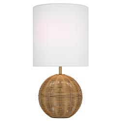 Visual Comfort Studio Mari Coastal Burnished Brass Rattan Table Lamp - Small