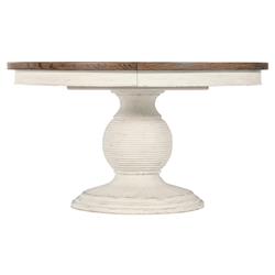 Asher French Cream Oak Extendable Round Dining Table - 54-76"