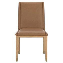 Palmerston Modern Classic Brown Faux Leather Oak Wood Dining Chair - Set of 2
