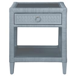 Kalea Coastal Beach Blue Woven Rattan Nightstand