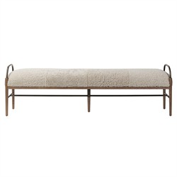 Demi Beige Shearling Accent Bench