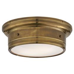 Visual Comfort Siena French Antique Brass White Glass Flush Mount - Small