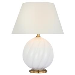 Visual Comfort Talia Modern Classic White Glass Cordless Table Lamp - 13"